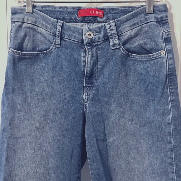 Guess-Los Angeles Women's Sz.28 Distressed Frayed Bottom Kick Crop Jeans-Vintage - Picture 3 of 16
